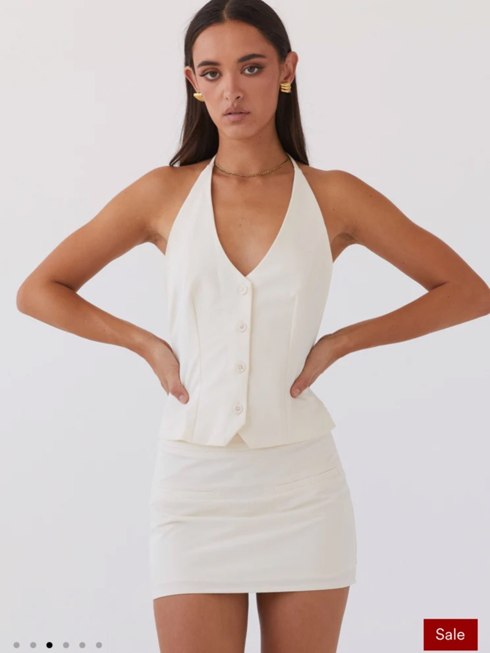 Peppermayo Cream Halter Button-Front Camisole